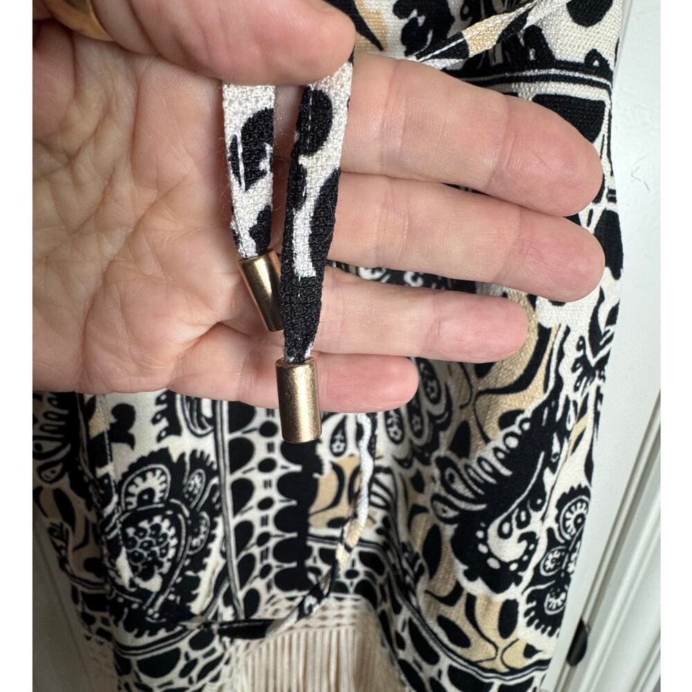 TAHARI ASL Fringe Printed Lined Dress NWT $149 Size 2 Black Tank Ivory - Picture 6 of 10